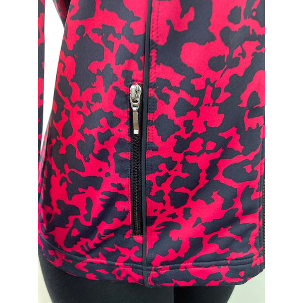 Chicos Zenergy By Chicos Red & Black Animal Print Full-Zip Jacket Womens Size 0