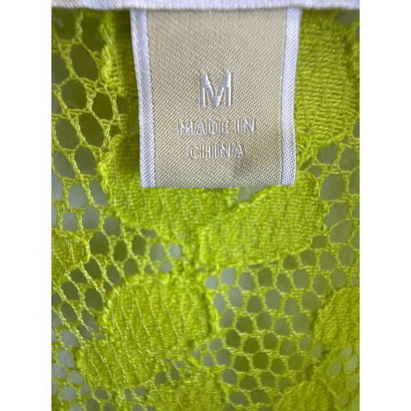 Michael Kors Women’s Lime Green Lace Short Sleeve Button-Up Shirt Dress M