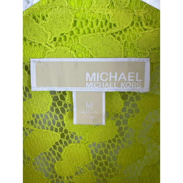 Michael Kors Women's Lime Green Lace Short Sleeve Button-Up Shirt Dres Picky Thrifter Michael Kors Women's Lime Green Lace Short Sleeve Button-Up Shirt Dres Picky Thrifter