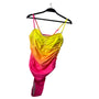 Shein Kids Yellow Pink Ombre Swimsuit Adjustable Straps Ruched Detail Size Large