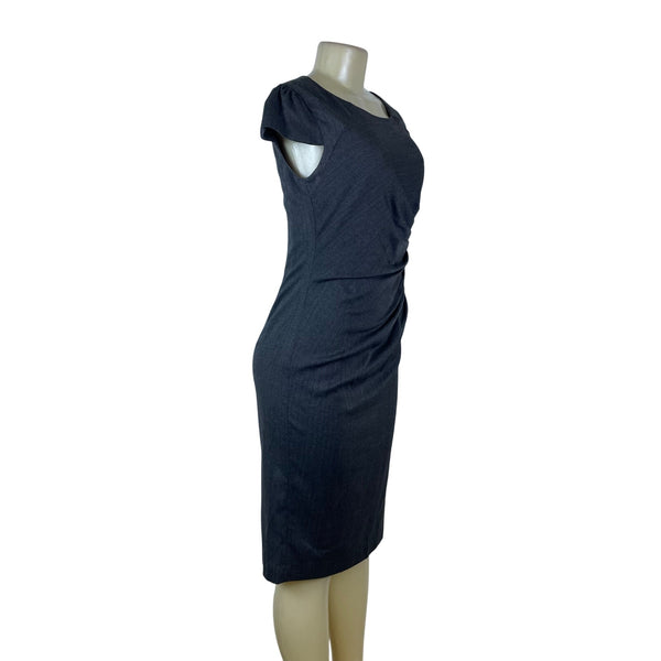 Ruby Belle Womens Gray Herringbone Cap Sleeve Sheath Dress Stylish Size 8