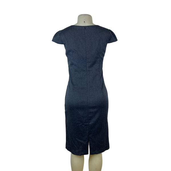 Ruby Belle Womens Gray Herringbone Cap Sleeve Sheath Dress Stylish Size 8