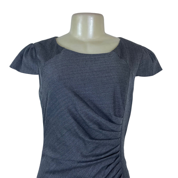 Ruby Belle Womens Gray Herringbone Cap Sleeve Sheath Dress Stylish Size 8
