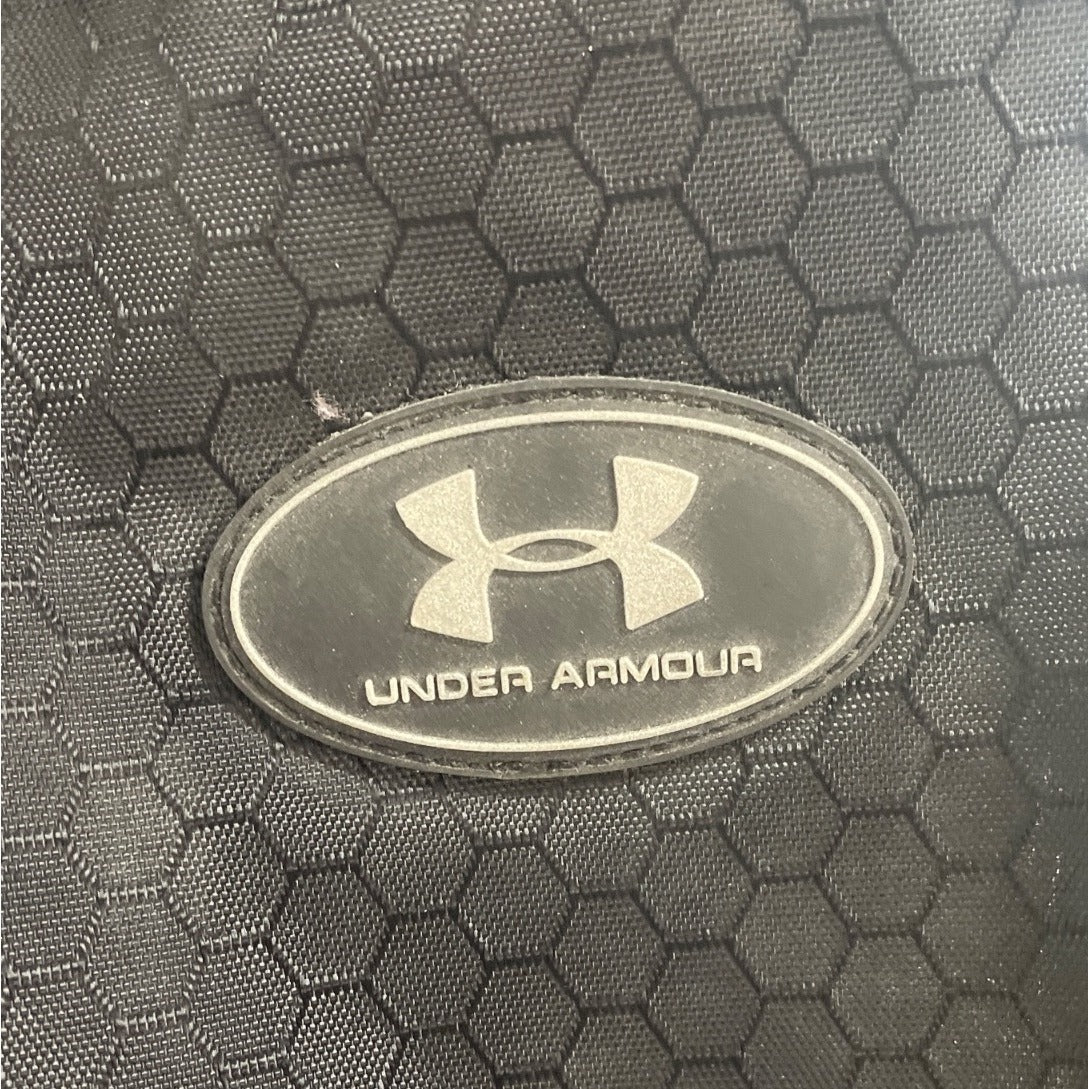 Under Armour Unisex Black Hex Pattern Gym Duffel Bag With Mesh Pocket & Adjustable Strap