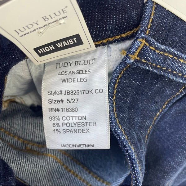 Judy Blue Womens Dark Wash High Waist Wide Leg Jeans Stretch Denim Size 5/27