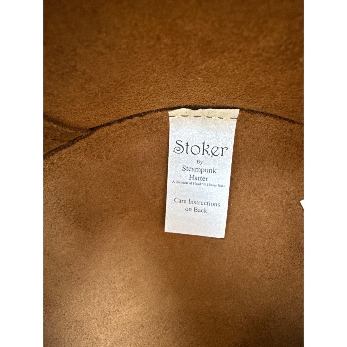Head N Home Hats Brown Distressed Leather Steampunk Top W/ Feather Stoker Size S