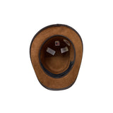 Head N Home Hats Brown Distressed Leather Steampunk Top W/ Feather Stoker Size S