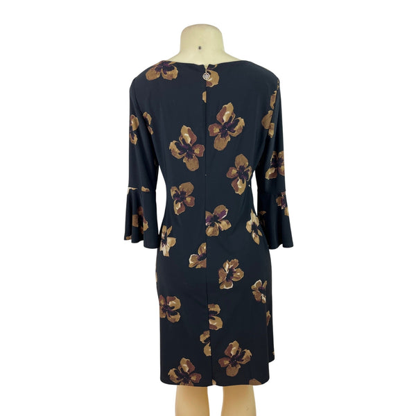 Tommy Hilfiger Womens Black Floral Bell Sleeve Dress Size 6
