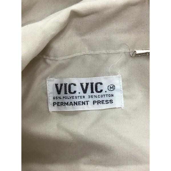 Vic Vic Mens Beige Polyester Cotton Short Sleeve Guayabera Embroidered Shirt M