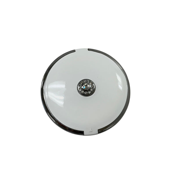 Compact Mirror With 3X Magnification White & Silver Tone Distortion-Free Glass Circular Design