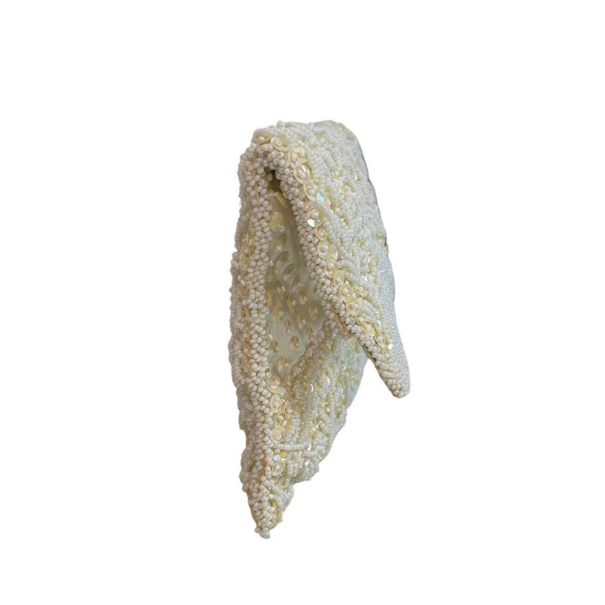 Vintage 1980's La Regale Women's White Beaded Evening Clutch Sz S