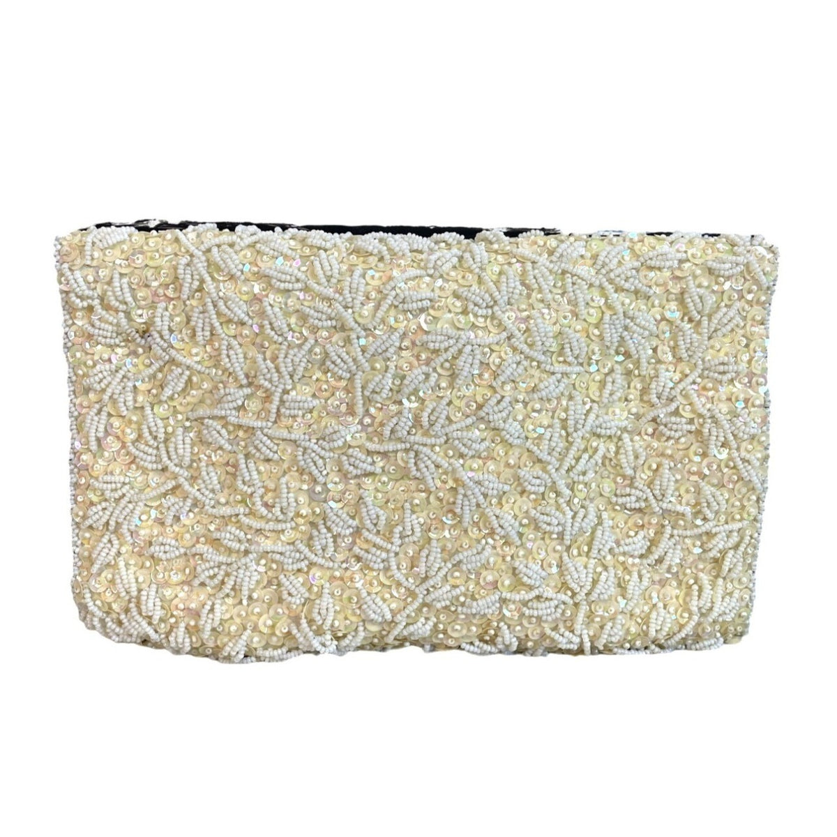 Vintage 1980's La Regale Women's White Beaded Evening Clutch Sz S