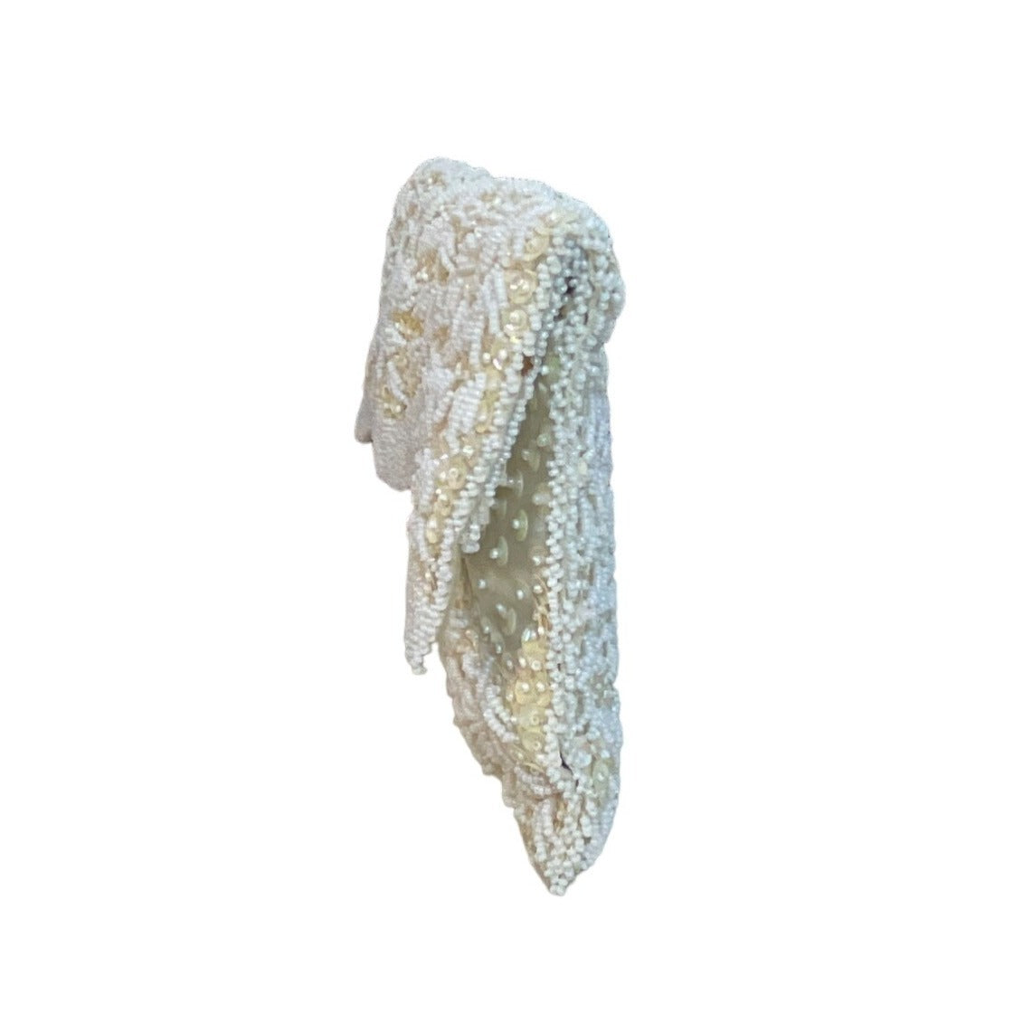 Vintage 1980's La Regale Women's White Beaded Evening Clutch Sz S