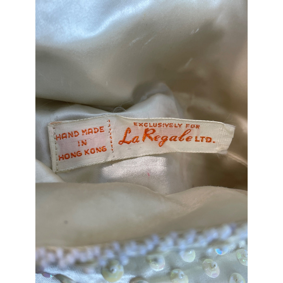 Vintage 1980's La Regale Women's White Beaded Evening Clutch Sz S