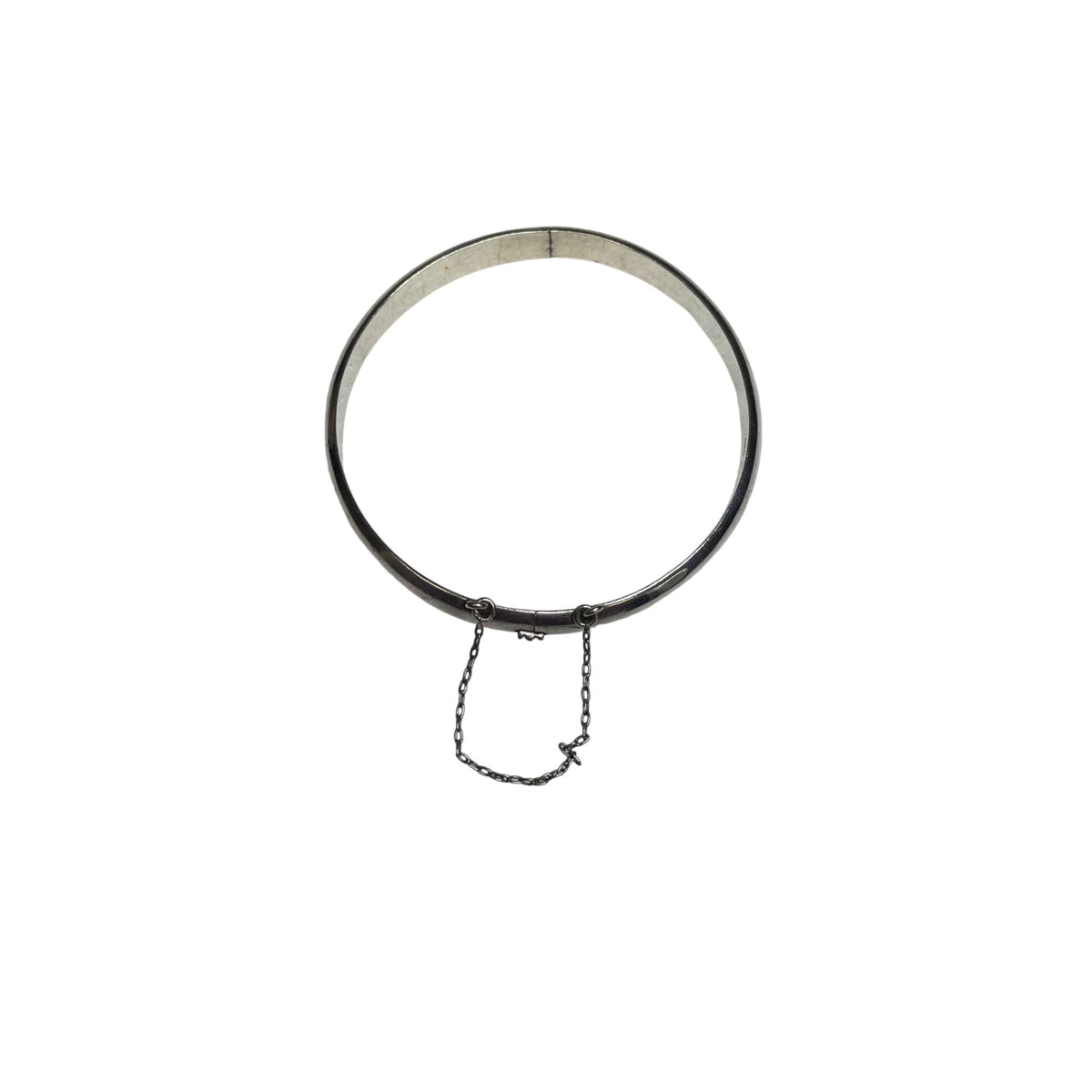 Sterling Silver Womens Polished Hinged Bangle Bracelet With Safety Chain Elegant Design