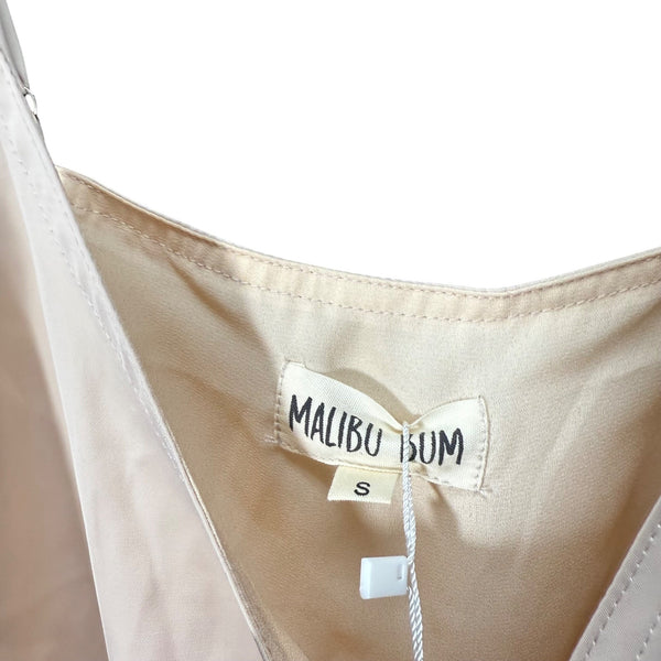 Malibu Bum Womens Beige Satin Camisole Adjustable Spaghetti Straps Elastic Hem Small