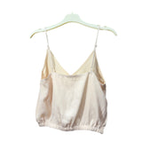 Malibu Bum Womens Beige Satin Camisole Adjustable Spaghetti Straps Elastic Hem Small