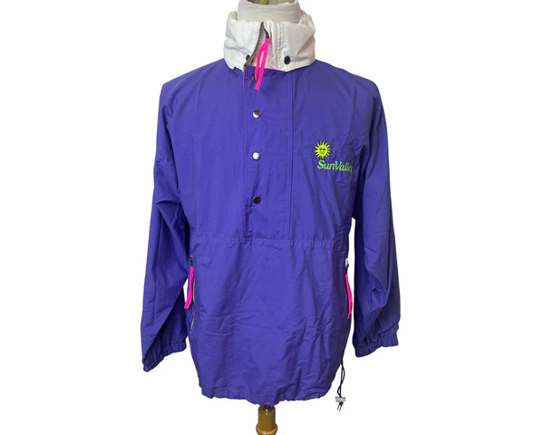 Fahrenheit Retro Men's Purple Jacket with Hoodie Zip Up and Button Up Size Small