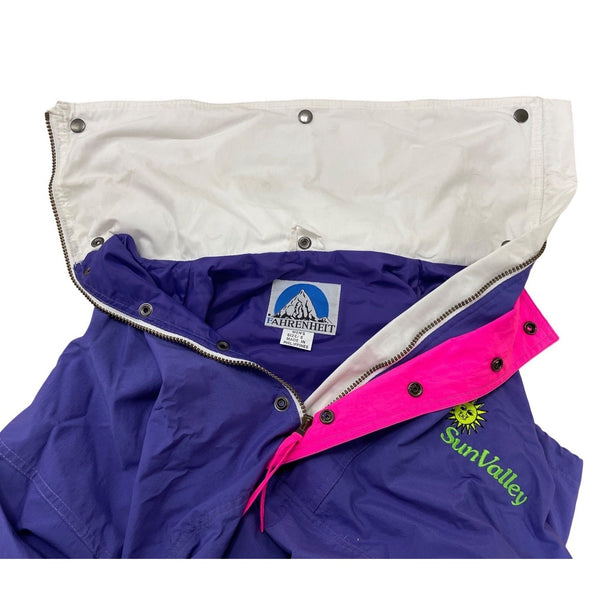 Fahrenheit Retro Men's Purple Jacket with Hoodie Zip Up and Button Up Size Small