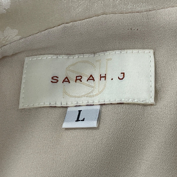 Sarah.J Womens Floral Button-Down Shirt Dress With Puff Sleeves Beige Sz L - New