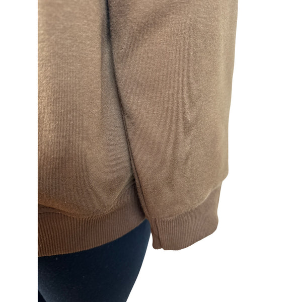 Snoopy Embroidered Brown Pullover Sweater Crewneck Soft Long Sleeve Womens