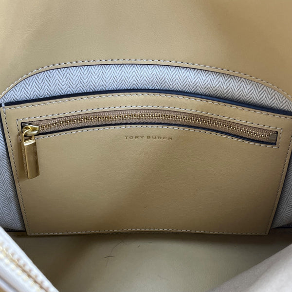 Tory Burch Women’s Brown Leather & Suede With Crossbody Strap Shoulder Tote