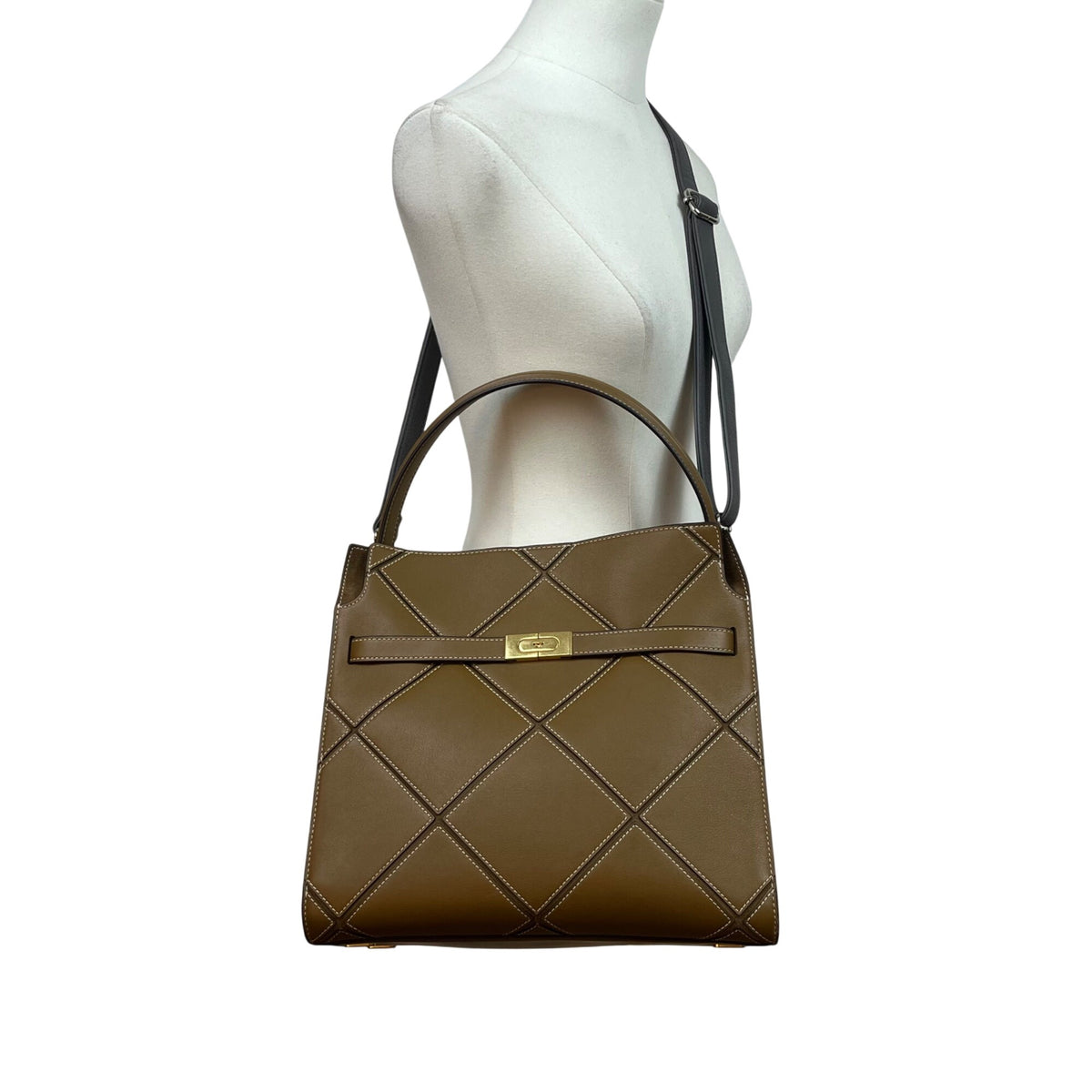 Tory Burch Women’s Brown Leather & Suede With Crossbody Strap Shoulder Tote