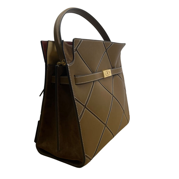 Tory Burch Women’s Brown Leather & Suede With Crossbody Strap Shoulder Tote