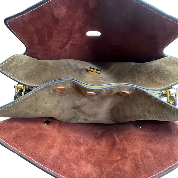 Tory Burch Women’s Brown Leather & Suede With Crossbody Strap Shoulder Tote