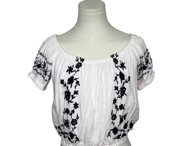 Japna Women's Off-Shoulder Embroidered Floral Blouse Size M - New