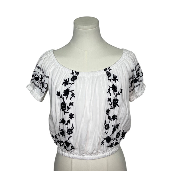Japna Women's Off-Shoulder Embroidered Floral Blouse Size M - New