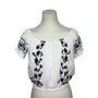 Japna Women's Off-Shoulder Embroidered Floral Blouse Size M - New