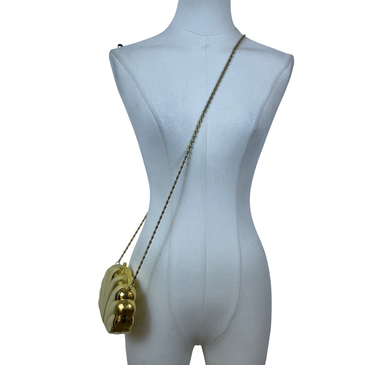 Carla Marchi Women’s Gold Metal Shell & Black Lining Convertible Crossbody Bag