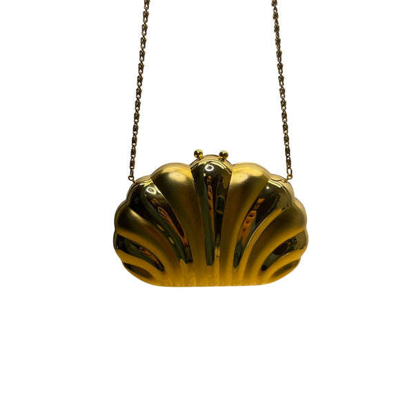 Carla Marchi Women’s Gold Metal Shell & Black Lining Convertible Crossbody Bag