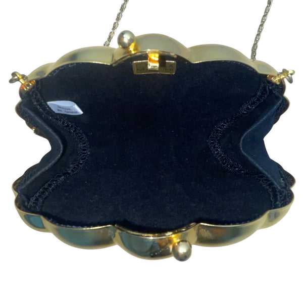 Carla Marchi Women’s Gold Metal Shell & Black Lining Convertible Crossbody Bag