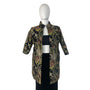 Floral Embroidered Open Jacket Womens Multicolor Brocade 3/4 Sleeve