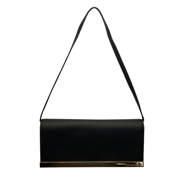 Michael Kors Women’s Black Leather With Gold-Tone Trim Saffiano Shoulder Bag
