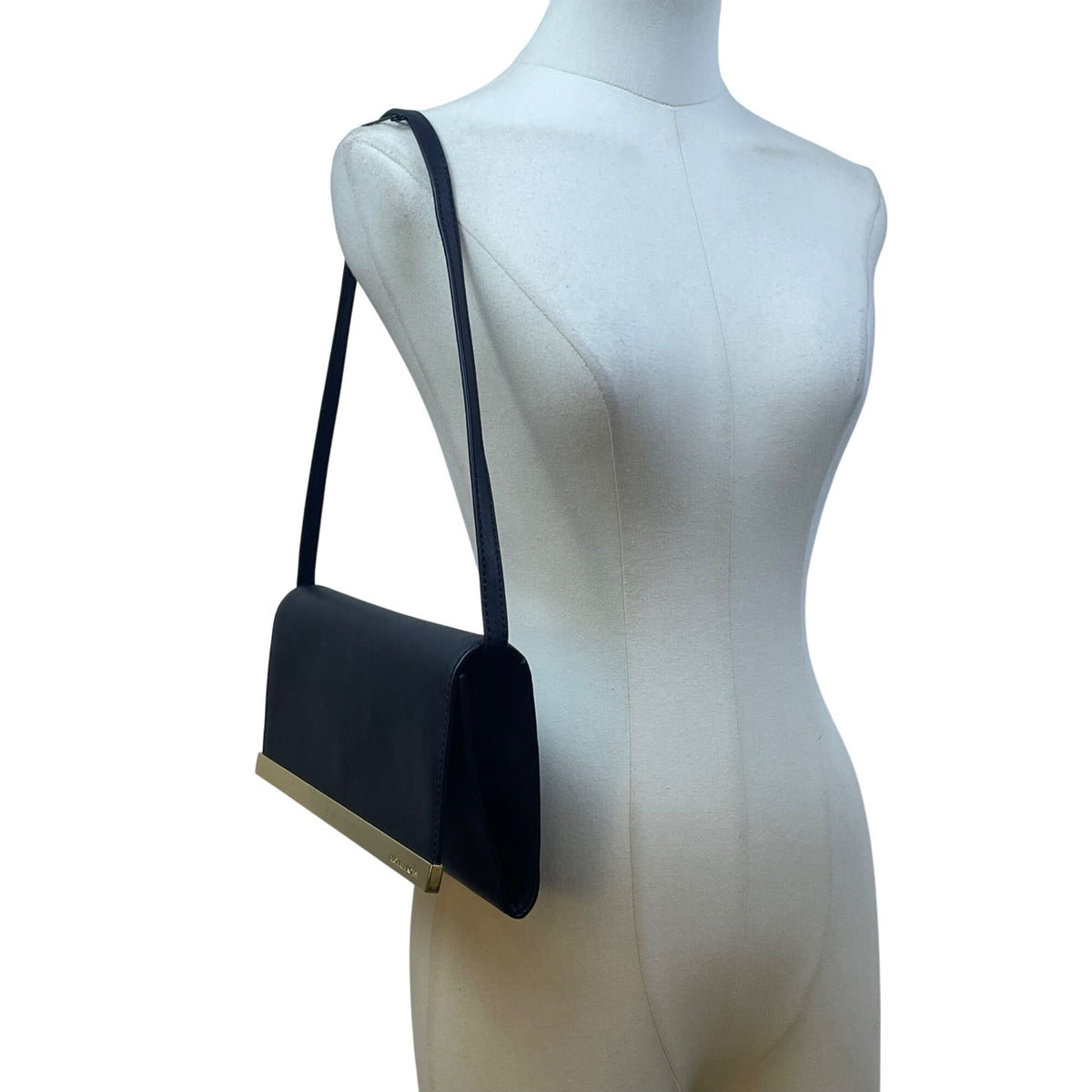 Michael Kors Women’s Black Leather With Gold-Tone Trim Saffiano Shoulder Bag