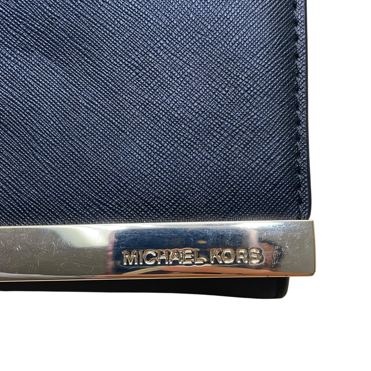 Michael Kors Women’s Black Leather With Gold-Tone Trim Saffiano Shoulder Bag