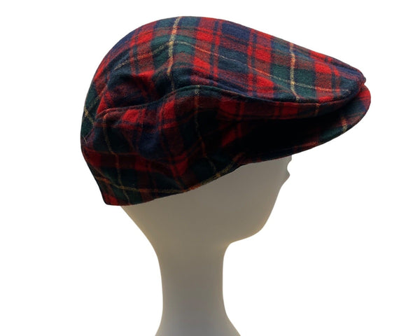 Pendleton Plaid Flat Cap Medium Virgin Wool Red & Green