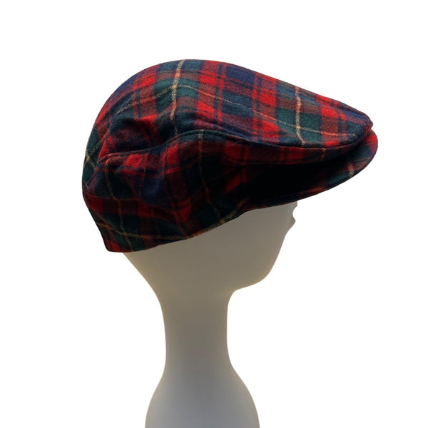 Pendleton Plaid Flat Cap Medium Virgin Wool Red & Green