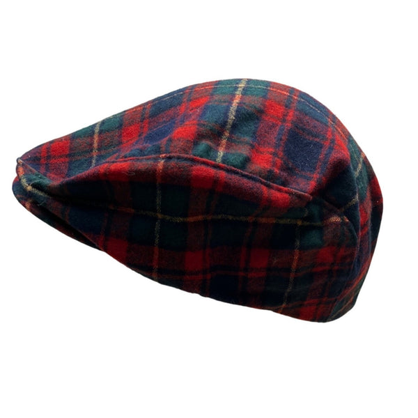 Pendleton Plaid Flat Cap Medium Virgin Wool Red & Green
