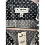 Express Mens Black & White Patterned Extra Slim Fit Shirt Size L