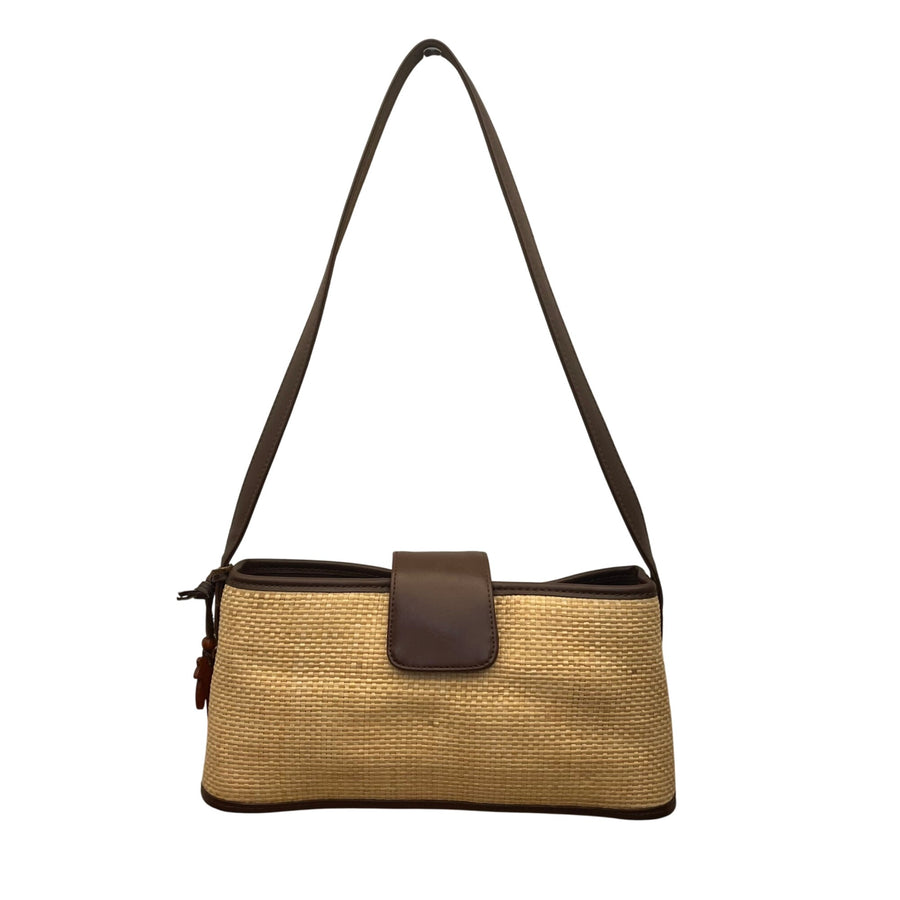 Liz Claiborne Women’s Natural Brown Woven With Snap Closure Shoulder Bag