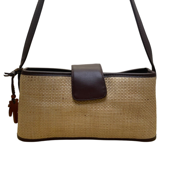 Liz Claiborne Women’s Natural Brown Woven With Snap Closure Shoulder Bag
