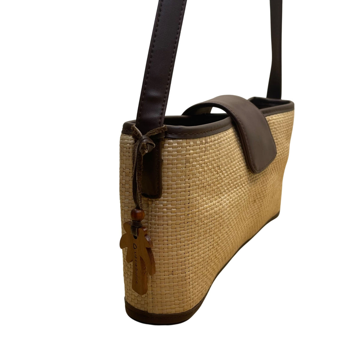 Liz Claiborne Women’s Natural Brown Woven With Snap Closure Shoulder Bag