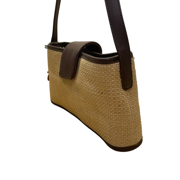 Liz Claiborne Women’s Natural Brown Woven With Snap Closure Shoulder Bag