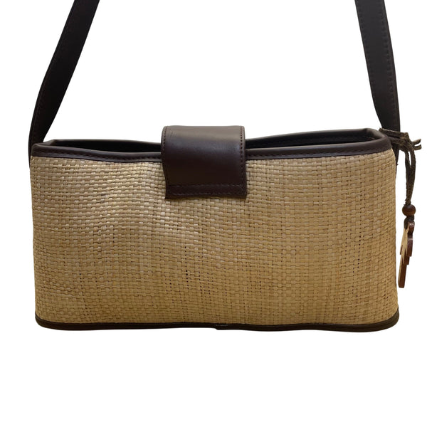 Liz Claiborne Women’s Natural Brown Woven With Snap Closure Shoulder Bag