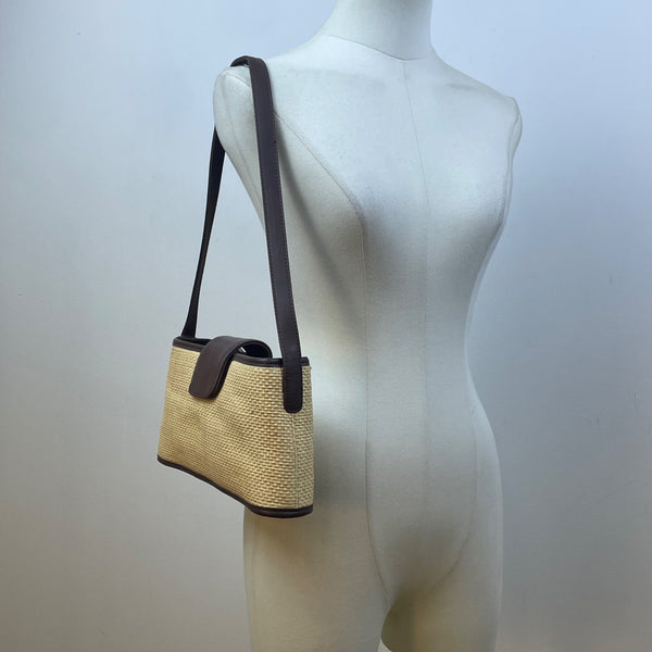 Liz Claiborne Women’s Natural Brown Woven With Snap Closure Shoulder Bag