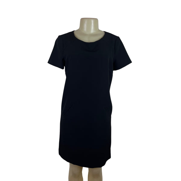 Maggy London Black Short Sleeve Sheath Dress With Pockets & Back Zipper Size 8